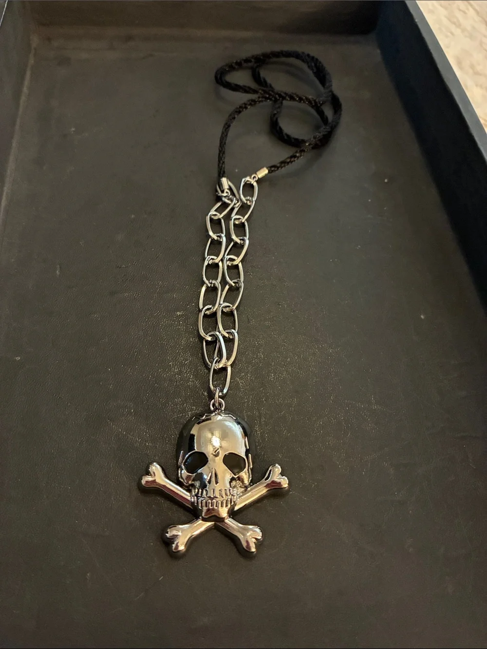 Woman’s Silver Skull & Crossbones Necklace Pendant - Gothic Accessory